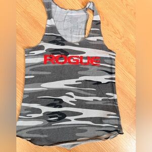 Rogue Women's Tank Top - Gray Camouflage with Red Logo